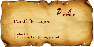 Parák Lajos névjegykártya